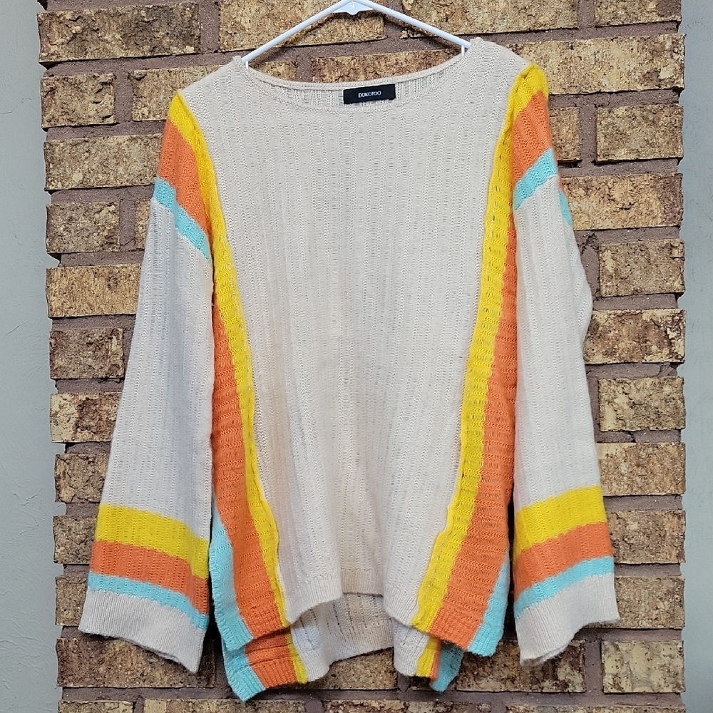 Dokotoo Colorful Women's Sweater with Stripes Size Small